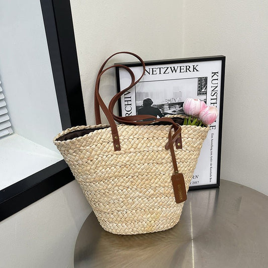 Woven Straw Tote – Large Capacity Summer Market Bag - Stella Frank