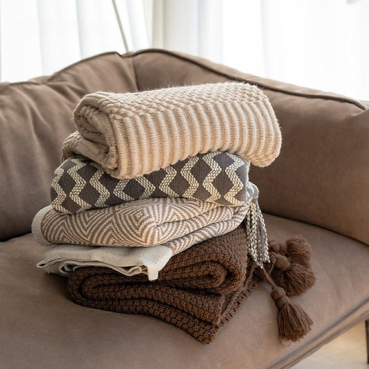 Woven Throw Blanket – Minimalist Acrylic Blanket for Cozy Living - Stella Frank